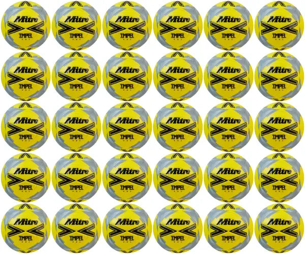 30 Multi-Buy Mitre Impel One 24 Football - Yellow/Black/Grey - Size 5