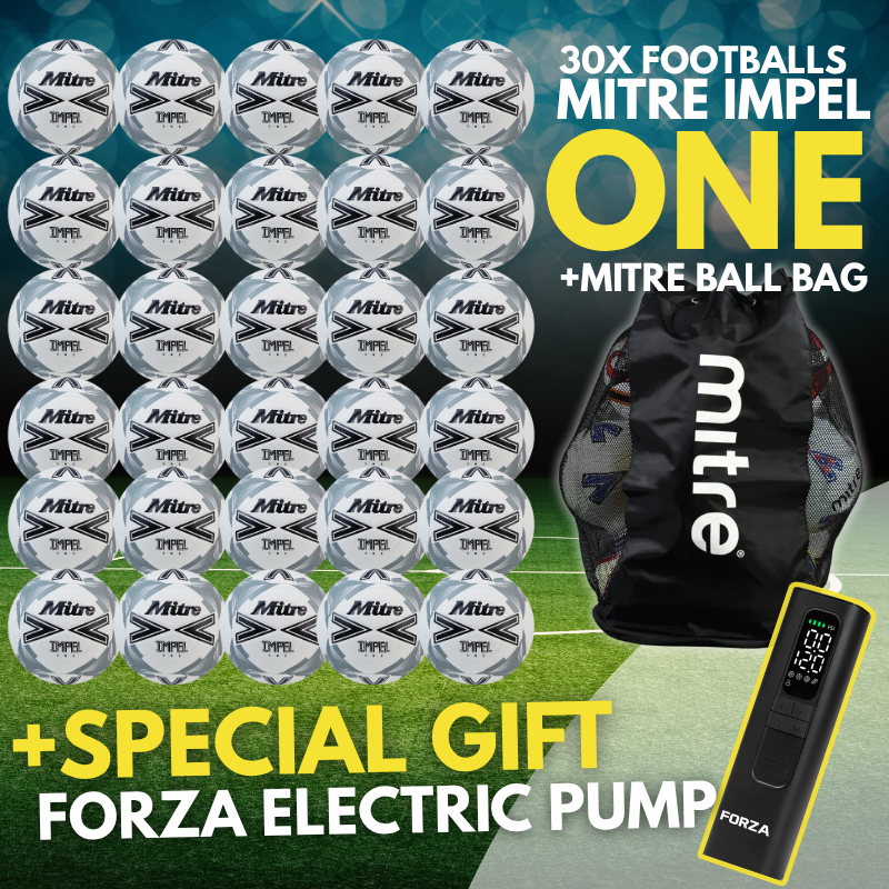 30 Multi-Buy Mitre Impel One 24 Football - Yellow/Black/Grey - Size 5
