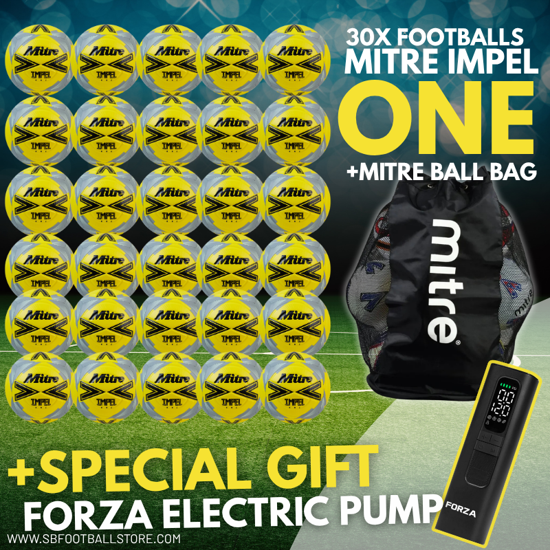 30 Multi-Buy Mitre Impel One 24 Football - Yellow/Black/Grey - Size 5