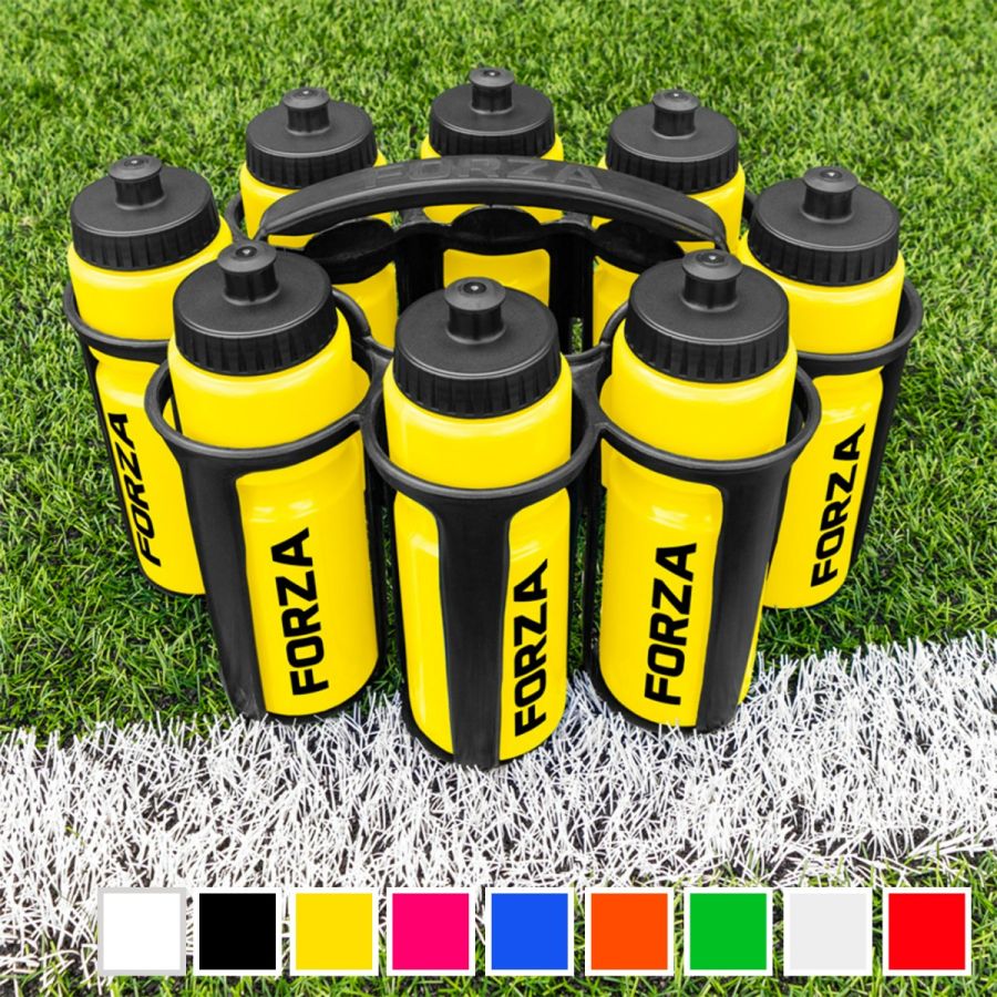 8 FORZA Sports Drink Water Bottles (750ml) & FORZA Stackable Water Bottle Carrier