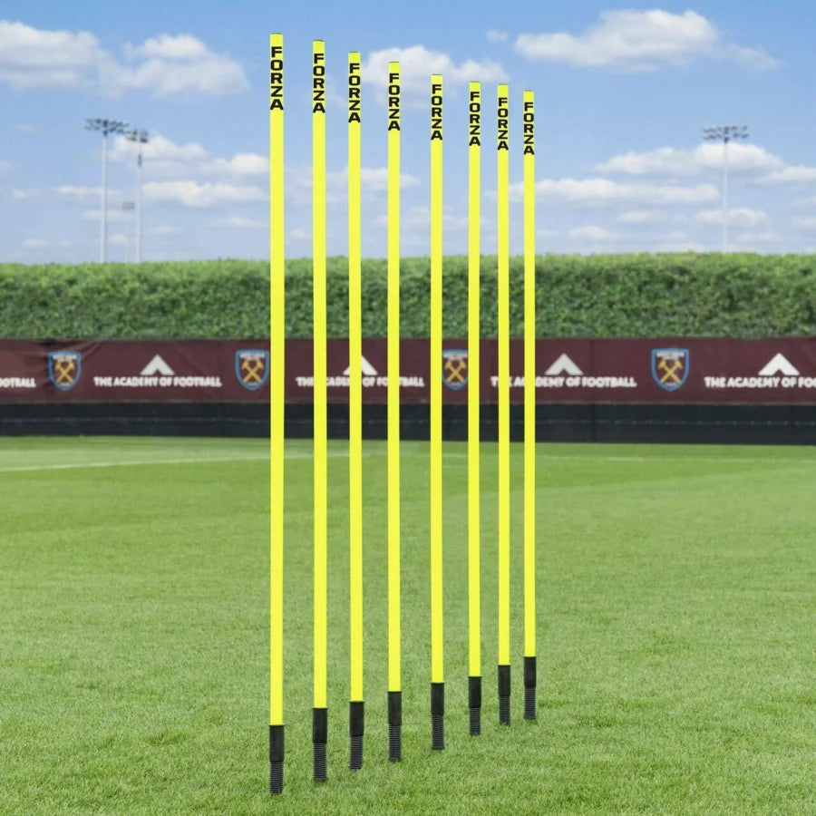 FORZA 5ft Spring Loaded Slalom Training Poles [8 Pack] - Fluro Yellow
